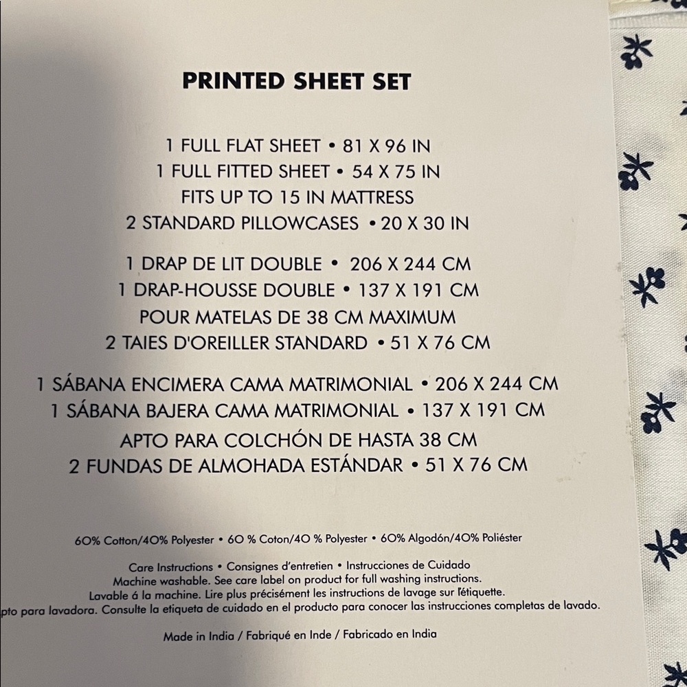 Tommy Hilfiger Full Sheet Set with Navy Pattern - Picture 3 of 6